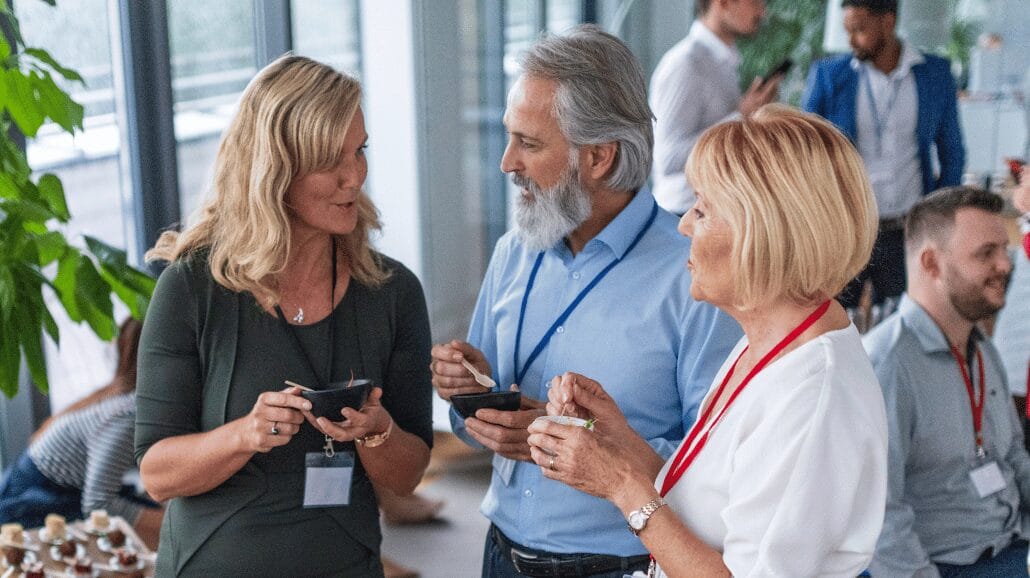 Group of professionals at a community networking event
