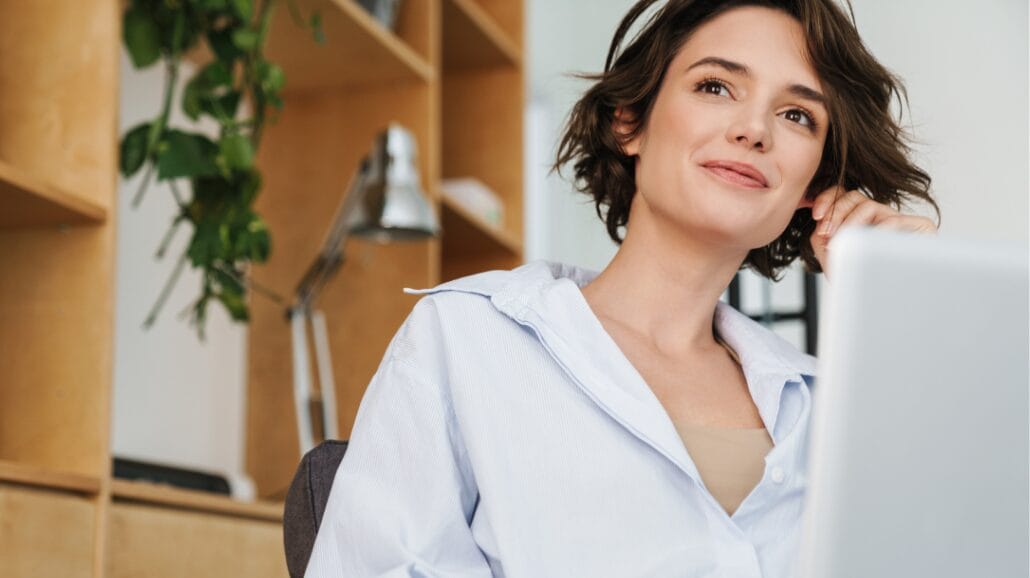 Female entrepreneur on a computer