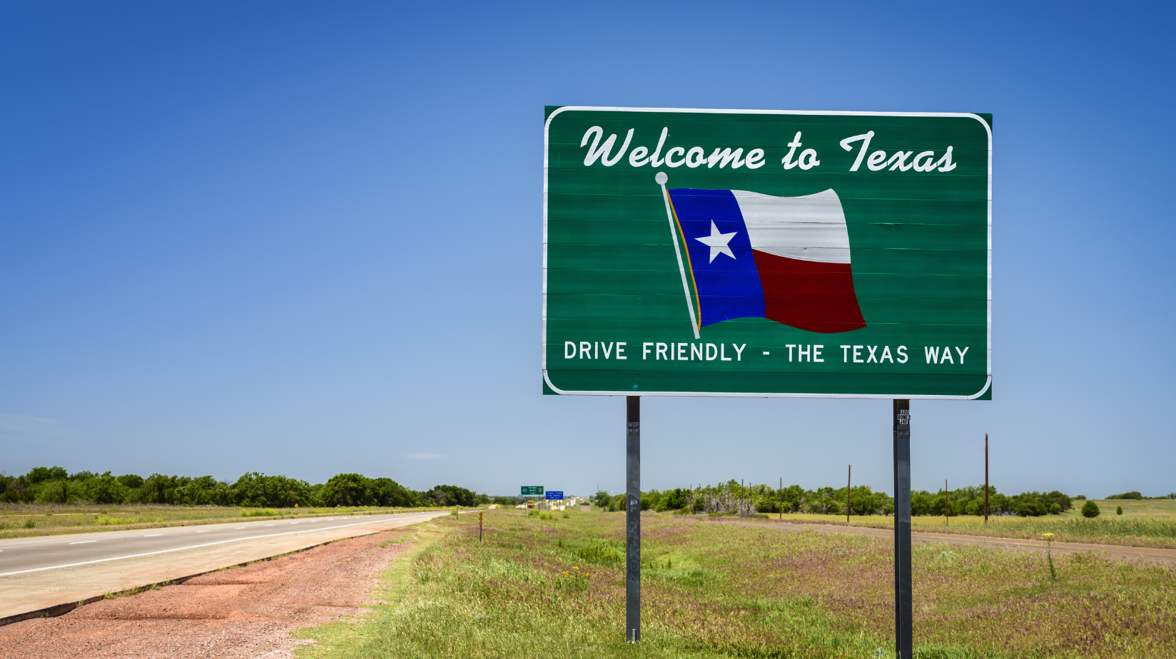 Welcome to Texas sign on the highway