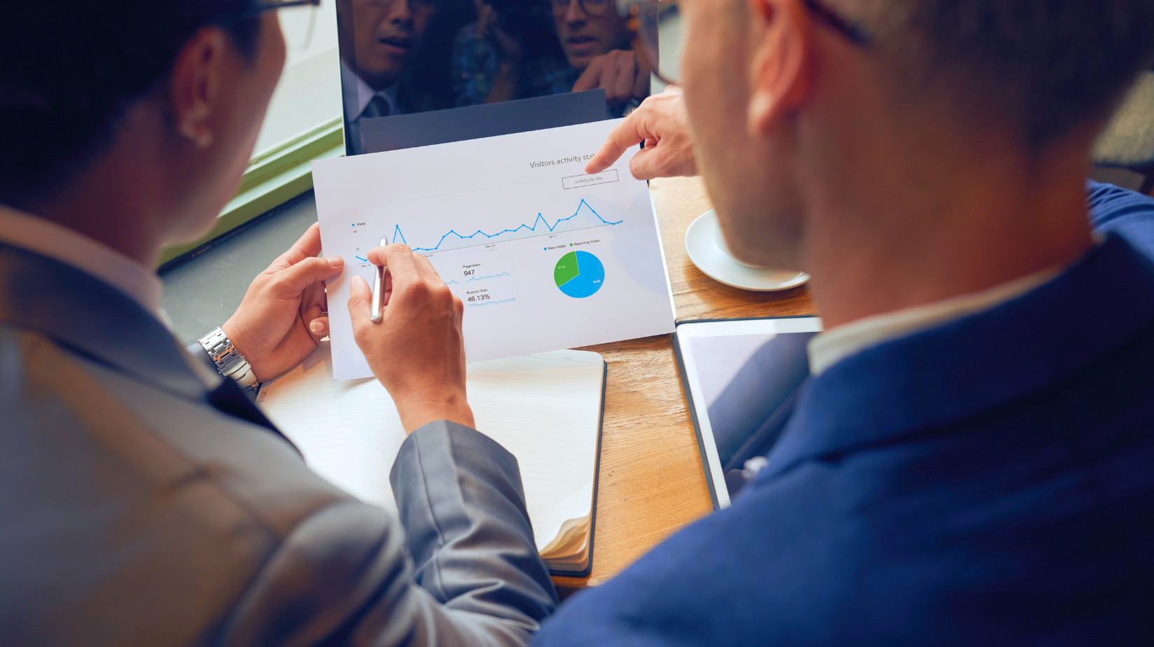 Business owners reviewing finances